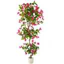 Warmplants 6ft Artificial Bougainvillea Tree, Fake Bougainvillea Pink Flower Silk Plant in White Planter, Faux Blooming Topiary Tree for Indoor Outdoor Home Office Wedding Décor