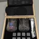 Fathers Day Anniversary Birthday Gifts for Men Him Dad Husband, White Elephant Gifts for Adults, Whiskey Glasses Set of 2 with Chilling Rocks, Bourbon Whiskey Stones Gifts for Men Wooden Box