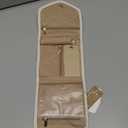 BAGSMART Travel Jewelry Organizer Case Foldable Jewelry Roll for Journey Rings, Necklaces, Earrings, Bracelets,Mini, Beige