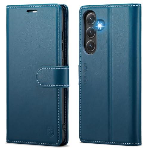 FLIPALM Wallet Case for Samsung Galaxy S24 Fe, RFID Blocking Credit Card Holder, PU Leather Folio Flip Kickstand Protective Shockproof Cover for S24 Fe (Blue, for S24 Fe - 6.4")