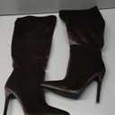 NEWBELLA Women's Suede Knee-High Boots - Sleek Design Stiletto Heel Boots for Daily Wear, Halloween, Christmas, Brown 7.5