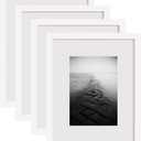 eletecpro Solid Wood Picture Frame with Real Glass Cover, Wooden Wall Gallery Frame for Home Decor, 8x10, 4 Pack, White