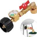 Propane Refill Adapter with Valve and Gauge, Fill 1 Pound Bottles from 20lb Tank Fits QCC1 / Type1 Propane Tank and 1 lb Throwaway Disposable Cylinder Propane Bottle Connector.