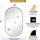 ANDY STAR Oval Bathroom Mirror, 20x33Oval Gold Mirror Stainless Steel Metal Frame Mirror for Bathroom, Entryway, Living Room, Contemporary 1" Deep Set Design Wall Mount Hangs Vertical or Horizontal