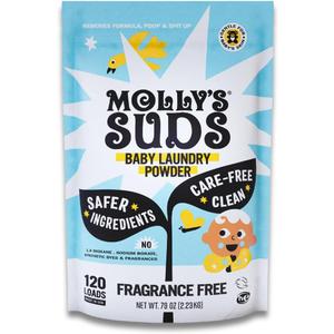 Molly's Suds Baby Laundry Detergent Powder | Removes Formula, Poop & Spit-Up Stains | Extra Gentle for Newborns (Fragrance Free) (79 Ounce (Pack of 1))