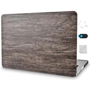 KECC Compatible with MacBook Air 13 inch Case 2010-2017 Release (Old Version) A1466 A1369 Italian Leather Hard Shell for MacBook Air 13.3 inch, Brown Wood Leather