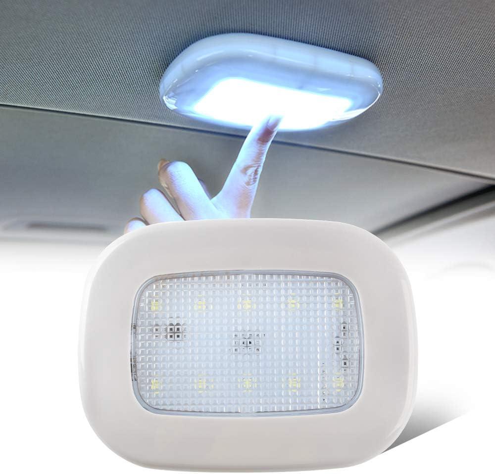 Teguangmei Auto Car Interior Ceiling Roof Dome Light Fixture with USB Rechargeable 10LEDs Press Switch Wireless Car Dome Lamp Universal for Car Truck Trailer Camper Motorhome Boat(White Light)