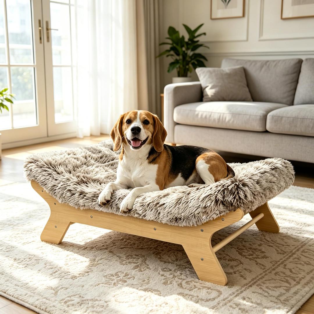HEAVE SPROUT Small Size Elevated Dog Bed, Natural Finish Raised Dog Bed, Size: 24" x 18⅛" x 7⅞", S_Up to 40 lbs