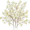 Uieke 4PCS Artificial Cherry Blossom Flowers, 40.5in Silk Cherry Blossom Branches Long Stems Fake White Flowers Arrangements for Wedding Home Japanese Sakura Room Decor
