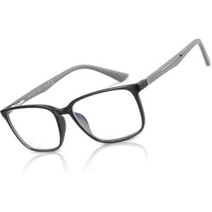 BLUEMOKY Blue Light Reading Glasses for MenSport Square Frame Readers, Anti Glare Computer Glasses (C01 Black / Grey)