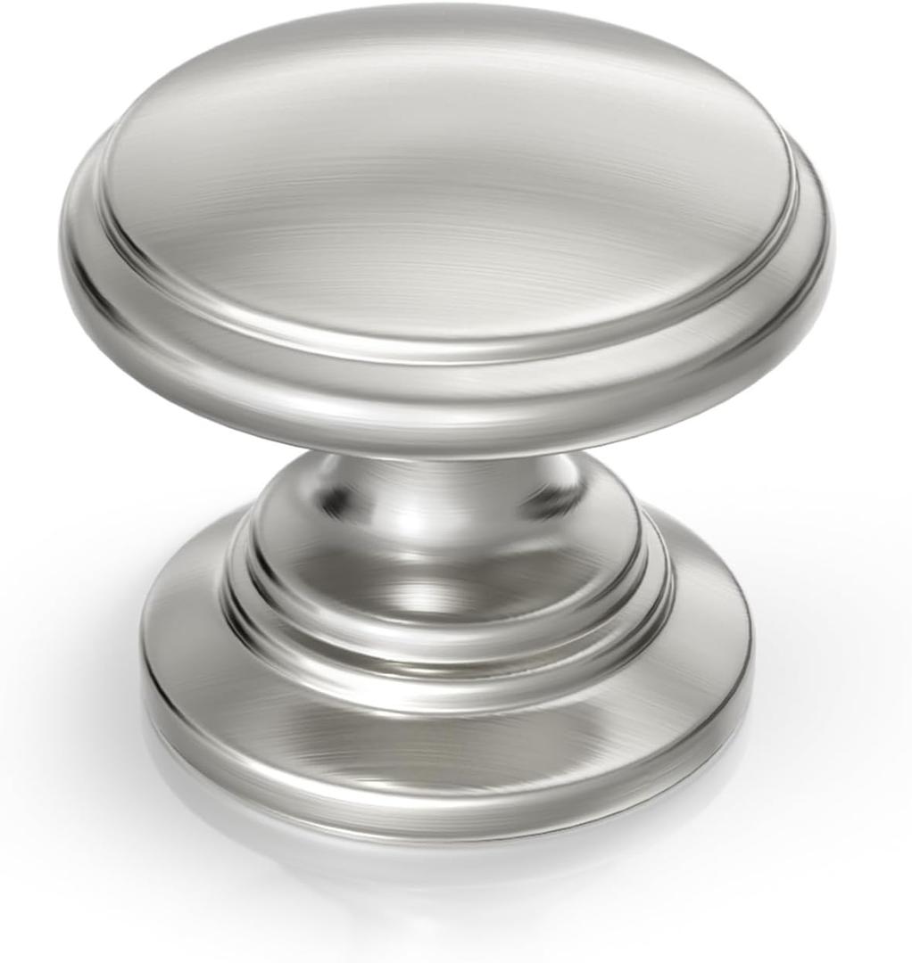 Goldenwarm 25 Pack Cabinet Knobs Brushed Nickel Cabinet Knobs Round Silver Drawer Pulls Zinc Alloy Hardware for Bedroom Dresser Drawer 1-1/5 Inch Diameter