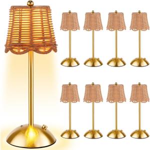 8 Pcs Cordless Table Lamp Rechargeable Touch Lamp Gold Woven
Alloy & Woven Rattan, 4.9x11.8 Inch, 1800mAh Battery, USB Cable Included, 3olor Touch Dimming, Boho Farmhouse Decor, Bedroom
