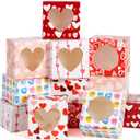 JOYIN 24 Pcs Valentines Day Bakery Treat Boxes Valentines Cupcake Boxes Valentines Cookie Boxes with Window for Holiday Pastries, Doughnut, Cookie, Cupcakes, Brownies, Truffles Gift Giving