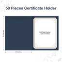 BELLE KR Blue Certificate Holders 8.5 x 11, 50 Pcs - Diploma Cover Can be Used as Award Certificate Covers with Gold Foil Border for Letter Size 8.5" x 11" Certificates, Cardstock and Documents