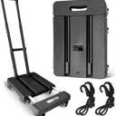 Folding Hand Truck,VDHU 650LB Heavy Duty Dolly Cart,Portable Utility Dolly 6 Wheels Luggage Cart with 2 Elastic Ropes,Extendable Platform Truck for Luggage, Travel, Moving Office Use, Black (Sixrounds-New)