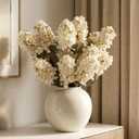 Ttranewsoo Hydrangea Artificial Flowers,Fall Hydrangeas Artificial Flowers, Fake Fall Dried Hydrangea Decoration,Faux Silk Flower with Stems Winter Decor Without VaseCream White 8PCS