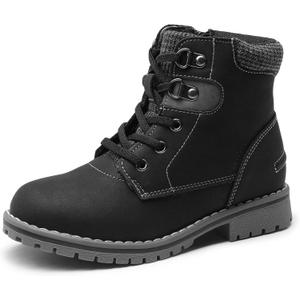 Bruno Marc Boys Girls Ankle Boots Side Zipper Outdoor Comfort Autumn Winter Casual Lace Up Combat Boots,Black,Size 5 US Big Kid SBBO222K
