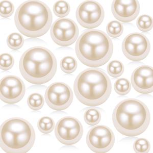 ZHIYUXI 240Pcs Ivory Vase Filler Beads Vase Fillers for Centerpieces Non-Hole ABS Artificial White Pearl Beads 8/14/20mm for Wedding Centerpieces, Table Scatter, Home Decor