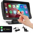 Podofo Portable Car Stereo Wireless Carplay Android Auto,7 Inch Touch Screen Car Radio with Bluetooth Hands-Free/Mirror Link/Maps Navigation/Voice Control/TF Card/AUX,for Cars, Trucks, SUVs