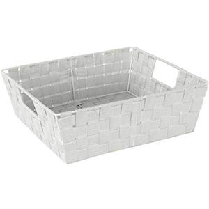 Simplify Large Shelf Woven Strap Tote | Decorative Storage Basket | Built in Handles | Organization | Closet | Bedroom | Bathroom | Nursery | Accessories | Toys | Gifts | 1 Pack | Heather Grey