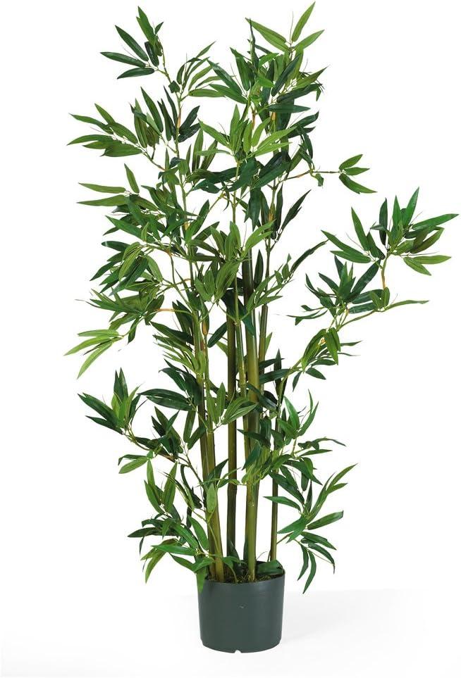 Nearly Natural 4 ft Artificial Bamboo Plant with Pot for Indoor Decor | 9 Stalks and 540 Leaves, Maintenance-Free, Black Nursery Pot, Faux Greenery for Home or Office Decor