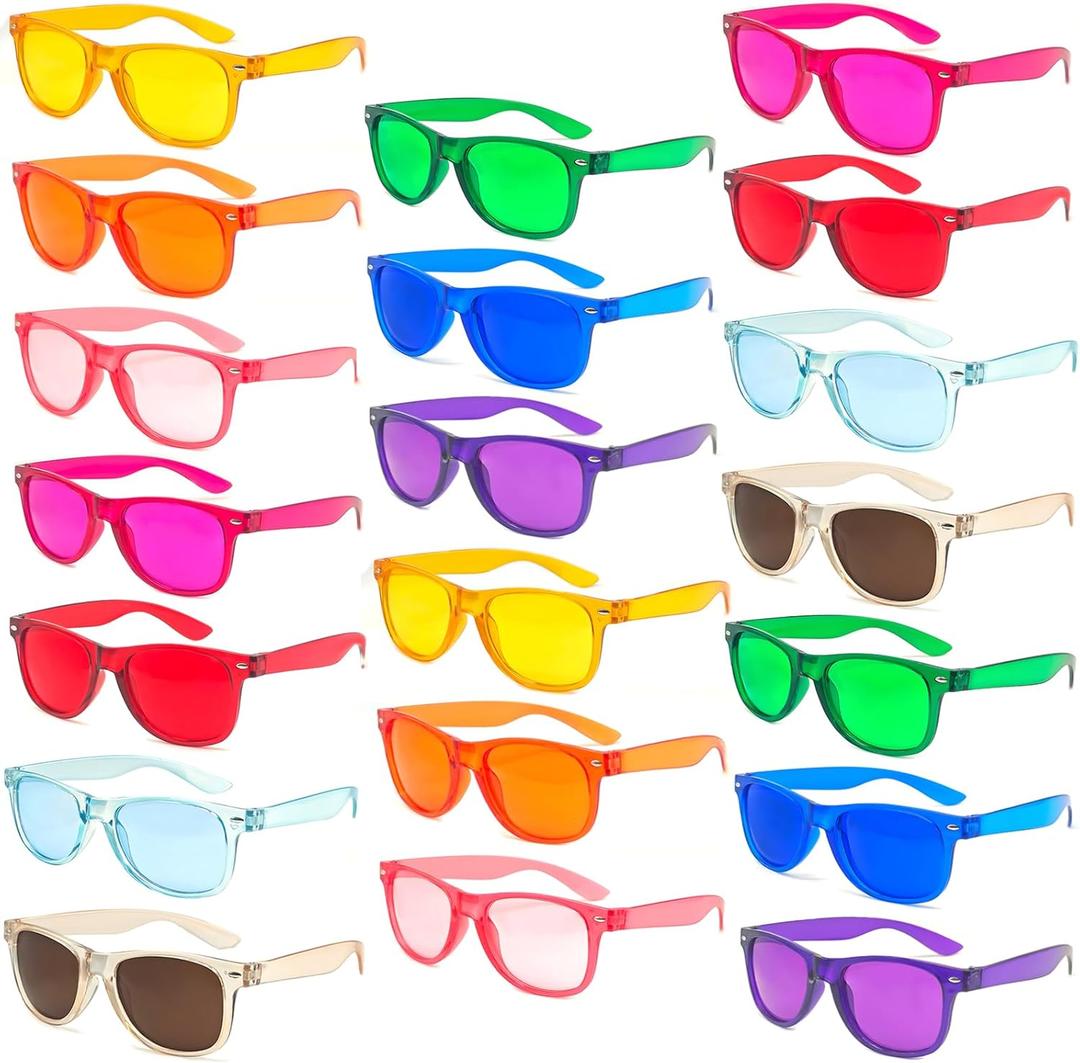 Pack of Neon Sunglasses Bulk for Adult Retro Clear Jelly Color Sunglasses UV400 Protection