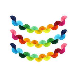3 Pack Wedding Paper Fans Garland 15.6ft Colorful Background Ceiling Hanging Decorations Set for Birthday Party Supplies 3D Bachelorette Party Decorations (Rainbow)