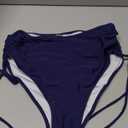 American Trends High Waisted Bikini Bottoms for Women Tummy Control Swimsuits Bottoms Full Coverage Bathing Suit Bottom (Small, Navy Blue)