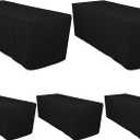 Surmente 5 Pack Black Fitted Tablecloths for 6 Foot Rectangle Tables, Black Table Covers for Weddings, Banquets, or Restaurants