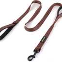 Plutus Pet Double Handle Dog Leash 6ft, Heavy Duty, Reflective Dual Handle Dog Leash for Safety Training, for Medium Large Dogs,2 Handle Leads, Chocolate
