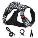 No Pull Dog Harness with Leash Set, Reflective No Choke Pet Vest,Adjustable Oxford Dog Vest Harness with Easy Control Handle for Medium Dogs (Vintage Blue,M)