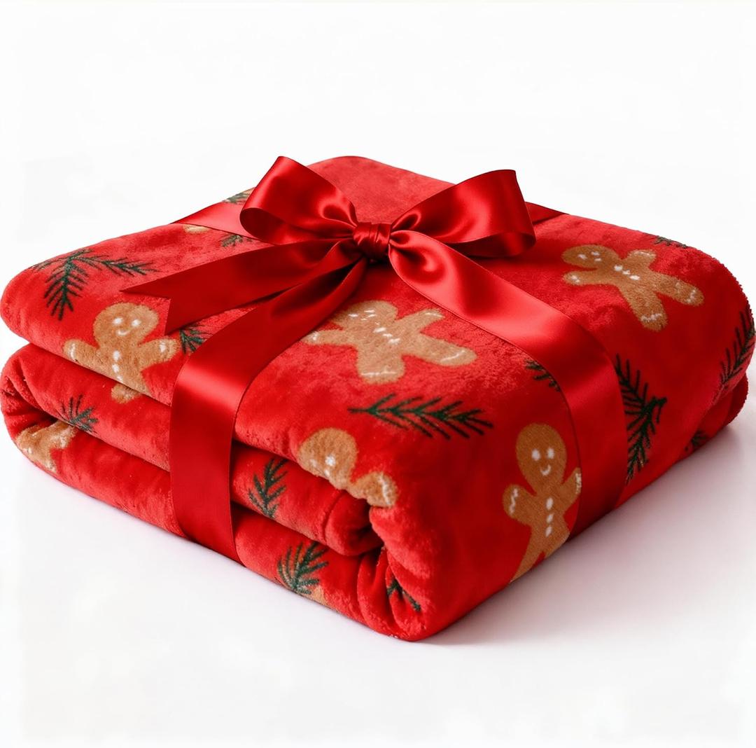 Ultra Soft Fleece Blanket Throw Size - Christmas Flannel Fleece Luxury Throw Blanket - Lightweight Throw for Couch, Bed, Chair - Warm & Breathable - Cozy Microplush Bedding - Gingerbread Man (04 - Gingerbread Cookie)