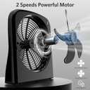 9" Desk Fan, Battery & USB-C Powered, 2 Cooling Speeds Table Fan With 90 Adjustable Tilt, 388ft/Min Powerful Airflow, Portable Desktop Fan for Home, Office, Kitchen, Travel, Black