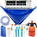 Oiktylr Mini Split Cleaning Kit Bag with 2L High Pressure Sprayer, Air Conditioner Cleaning Kit with Waterproof PVC AC Cleaning Cover Bib with 10pcs HVAC Cleaning Tools, Small