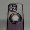 Misscase for iPhone 13 Pro Magnetic Glitter Case Compatible with MagSafe,Full Protection Slim Shockproof Anti-Scratch Case with Camera Lens Protector Logo View Dust-Proof Net for Women Purple