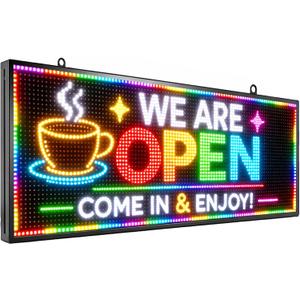 Outdoor P10 LED Message Sign 39"x14" Waterproof High Brightness WiFi Programmable Scrolling Text Display Board for Business, Storefront, Restaurant, Church, Events