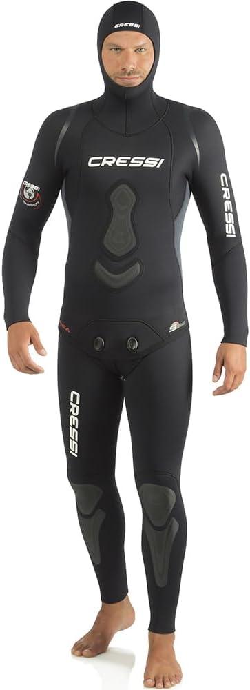 Cressi Apnea 2-pcs Freediving Spearfishing Wetsuit, Jacket & Pants, Loading Chest Pad, Knee Protection, Anatomical Design - Apnea: Designed in Italy (Medium)