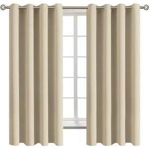 BGment Room Darkening Curtains 63 Inches Long - Grommet Thermal Insulated Drapes Window Treatment Curtains for Bedroom, 2 Panels, 52 x 63 Inch, Beige