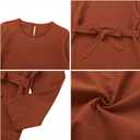 IDOPIP Women's Muslim Abaya Dress 2 Pieces Set Long Sleeve Button Down Shirt and Pants Casual Arabic Islamic Dubai Outfits (Red, M)