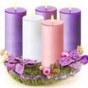 Cindeer 3 x 6 Inch Advent Candles Set of 5 for Advent Wreaths Candle Holder Votive Purple Pink Christmas Pillar Scented Candles for Seasonal Celebration Home Church