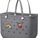 Beach Bag Rubber Tote Bag - Waterproof Travel Bag for Women Washable Tote Bag Handbag for Sports Beach Market Pool (Large, Gray)