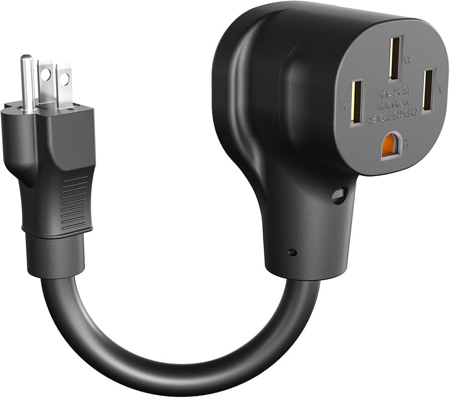 50 Amp to 110 Volt RV Adapter,NEMA 5-15P to NEMA 14-50R Electrical Power Adapter,10/3 Gauge RV Dogbone Adapter Cord 12 Inch with LED Power Indicator, ETL Listed, Black