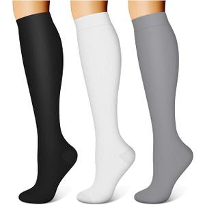 Compression Socks for Women & Men (3 pairs) - Best Support for Nurses, Running, Hiking, Recovery & Flight Socks, Size S/M
