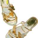 GORGLITTER Women's Gold Beach Summer Flat Sandals 2025 Strappy Cute Wedding Flats Shoes (9)