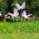 3Pcs Large Butterfly Decorations, Wedding Giant Butterfly with Stand, Big Artificial Butterflys for Wedding Ceremony Decoration, Reception Backdrops, Home Decor, Art Gallery, Shop Windows (Purple)