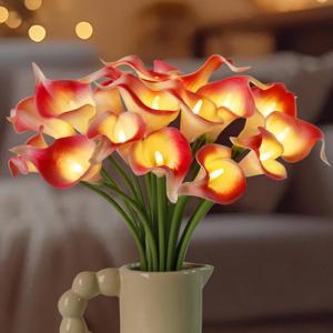 20pcs Artificial Calla Lily Bouquet Lamp Faux Floarl Night Light Real Touch Flower Night Lamp LED Calla Lily Artificial Flower Light for Christmas Gifts Home Kitchen Decor, (Pink)