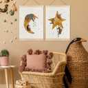 RYYCDOI Nursery Wall Decor, Whimsical Star Moon Nursery Wall Art Poster, Celestial Wall Decor, Cute Animal Nursery Wall Decor for Kids Baby Boy Girl Room Playroom, 12x16 Inches Set of 2