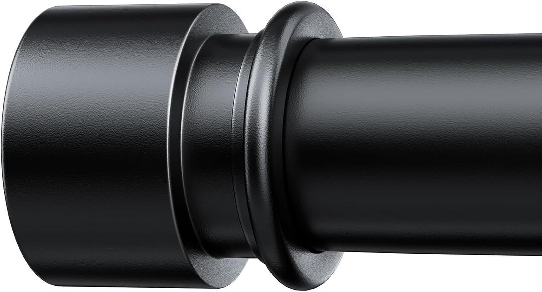 Curtain Rods for Windows 32 to 120 Inches - Black 1 Inch Diameter Curtain Rods, Adjustable Heavy Duty Curtain Rod with End Cap Style, Easy Installation and Modern Design