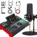 Podcast Equipment Bundle with 3.5mm Microphone and Live Sound Card, Audio Interface Mixer Sound board, Podcast Microphone Bundle for PC/Phone, Gaming, Recording, Streaming, Singing, Voice Changer