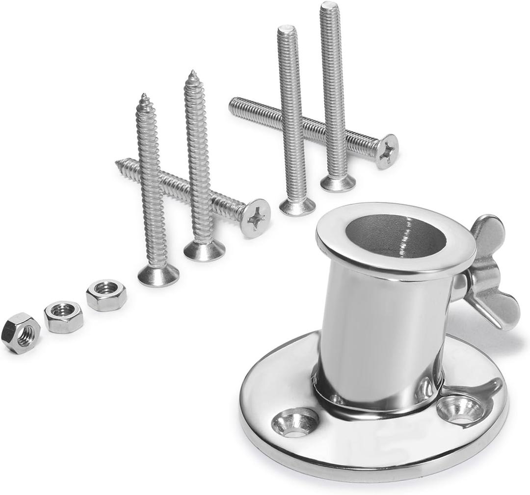 Flag Pole Bracket Base, Flag Pole Holder - 316 Stainless Steel, Heavy Duty Flagpole Mount for Flagpole Within 1 inch